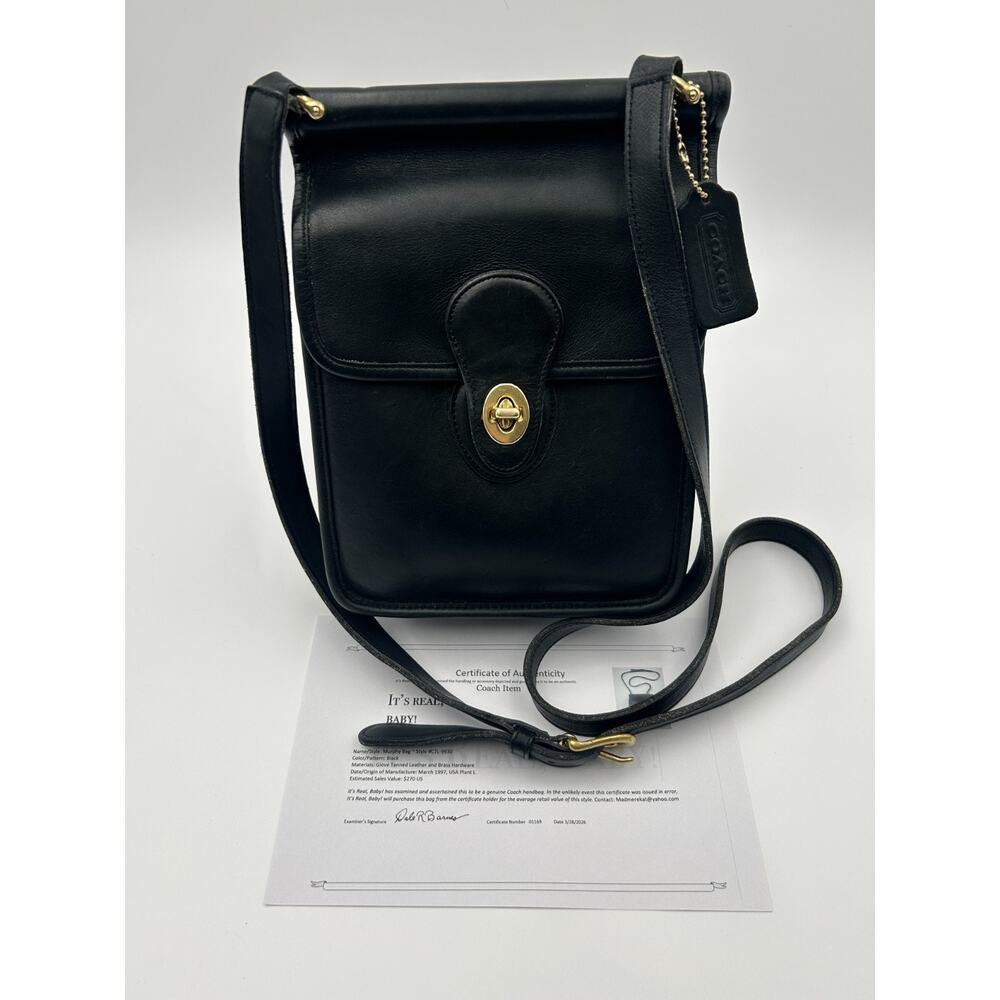VTG Vintage Coach Murphy Turnlock Crossbody Bag 9930 Black Made in USA w/ COA